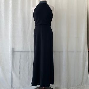 Jones New York Black Chiffon Beaded Neck Evening Gown Formal Attire Maxi Dress